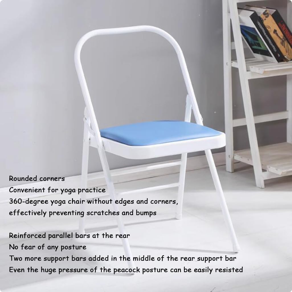 Yoga Chair Backless Folding Chair Metal Handstand Yoga Chair Yoga Props Exercise Chair for Restorative Flow Headstand Stool Inversion Chair for Back Pain