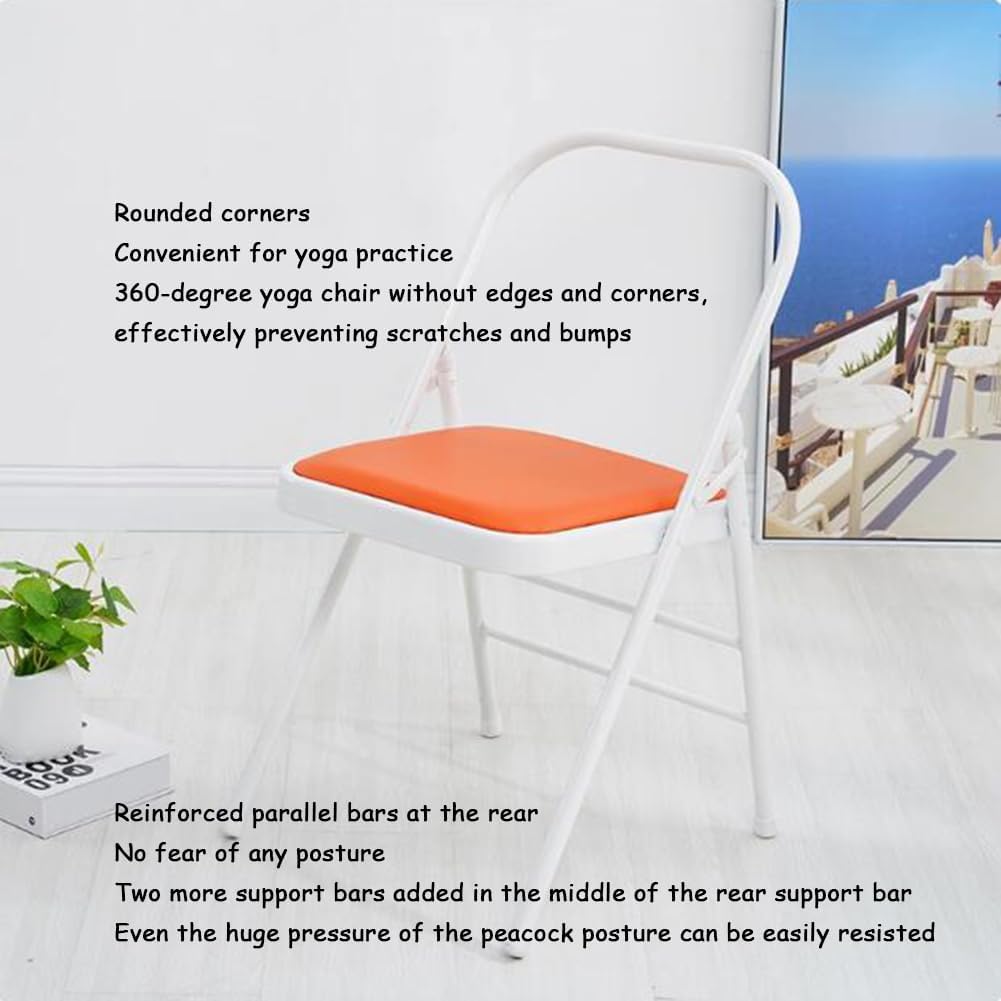 Yoga Chair Backless Folding Chair Metal Handstand Yoga Chair Yoga Props Exercise Chair for Restorative Flow Headstand Stool Inversion Chair for Back Pain