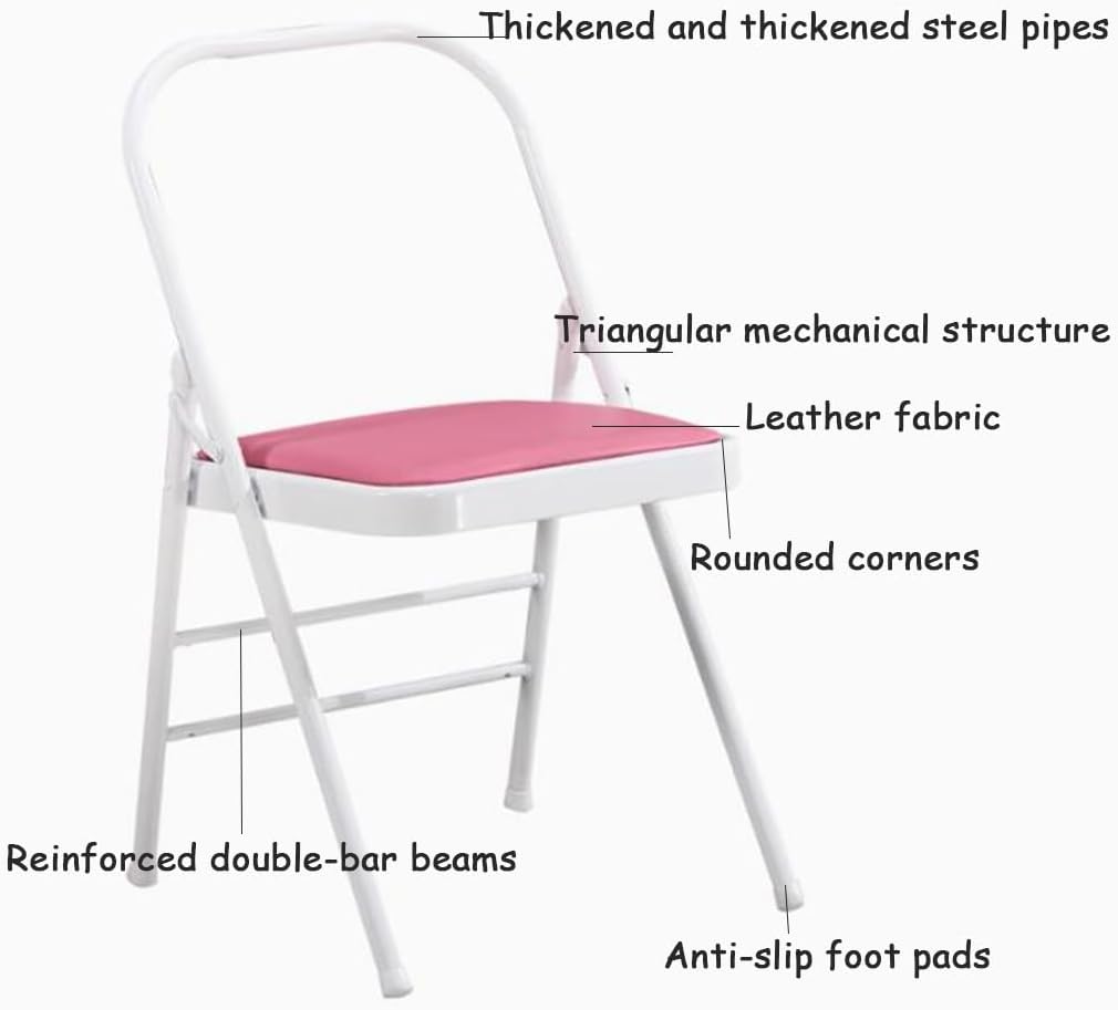 Yoga Chair Backless Folding Chair Metal Handstand Yoga Chair Yoga Props Exercise Chair for Restorative Flow Headstand Stool Inversion Chair for Back Pain
