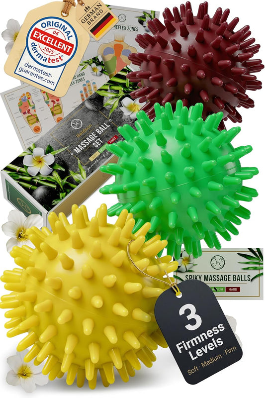 Spiky Massage Ball Set 3 Pcs – Foot Massage Balls Soft to Hard
