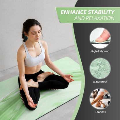 Natural Rubber Yoga Mat, Matte PU Material Extra Thick Yoga Mat Non Slip, Eco Friendly Fitness Exercise Mat for Women Men Kids, Workout, Yoga, Pilates and Floor Exercise