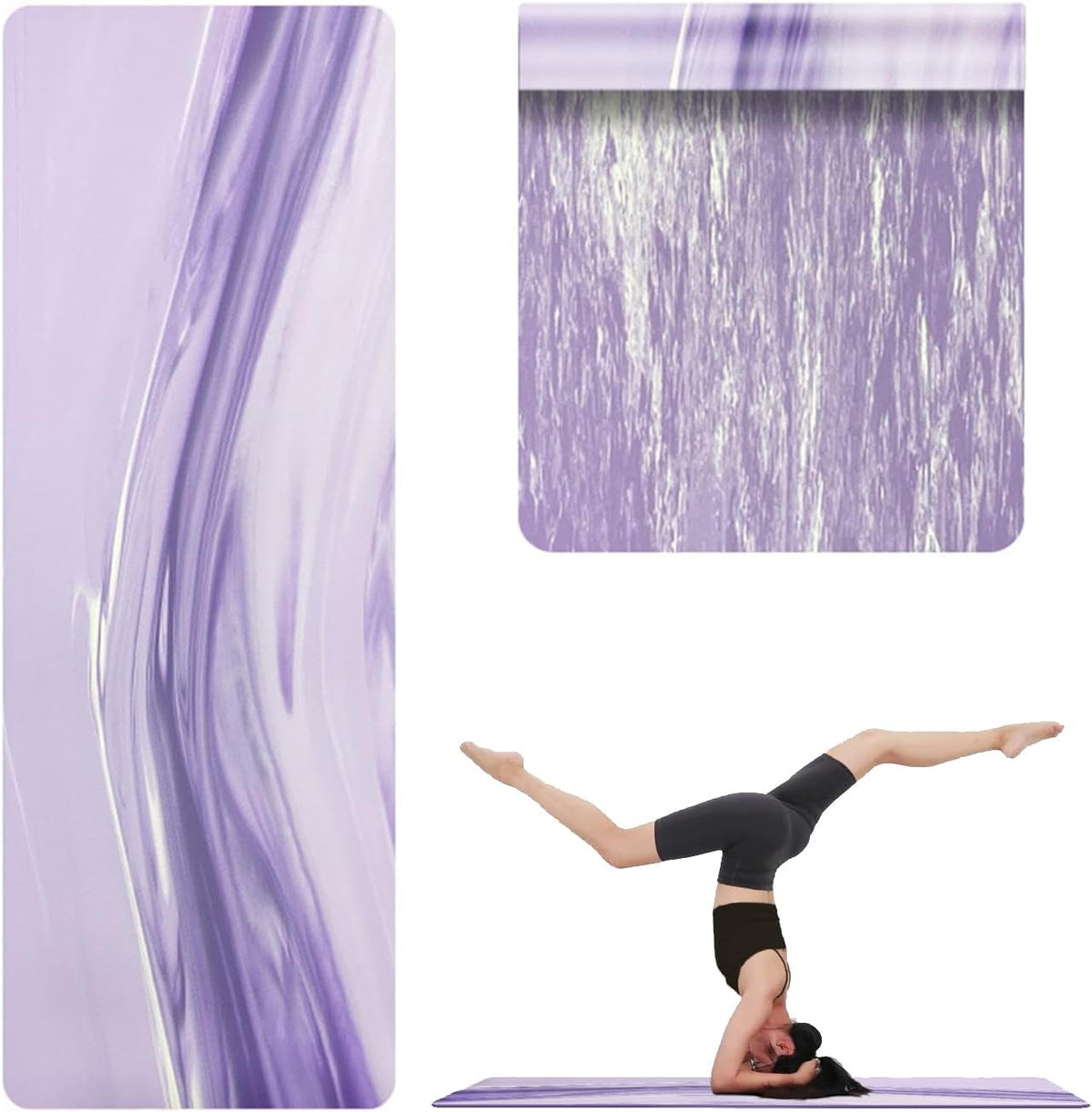 Natural Rubber Yoga Mat, Matte PU Material Extra Thick Yoga Mat Non Slip, Eco Friendly Fitness Exercise Mat for Women Men Kids, Workout, Yoga, Pilates and Floor Exercise