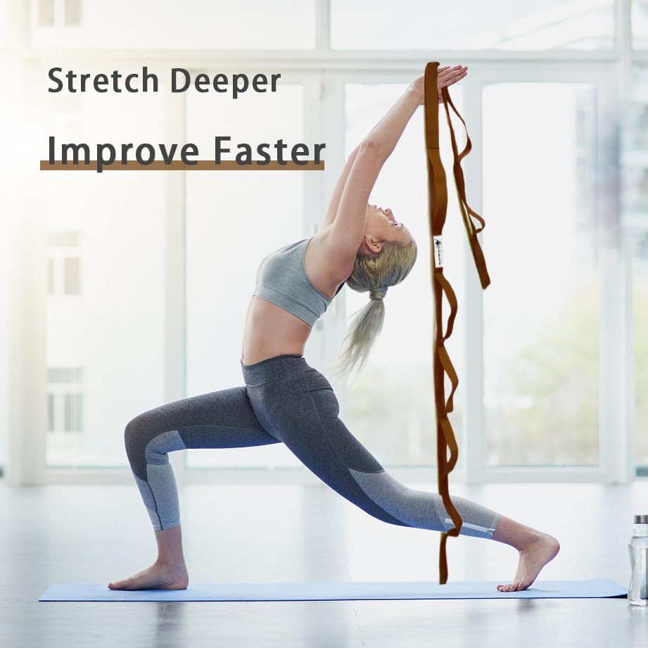 Stretching Strap Yoga Strap with Loops for Physical Therapy, Non-Elastic