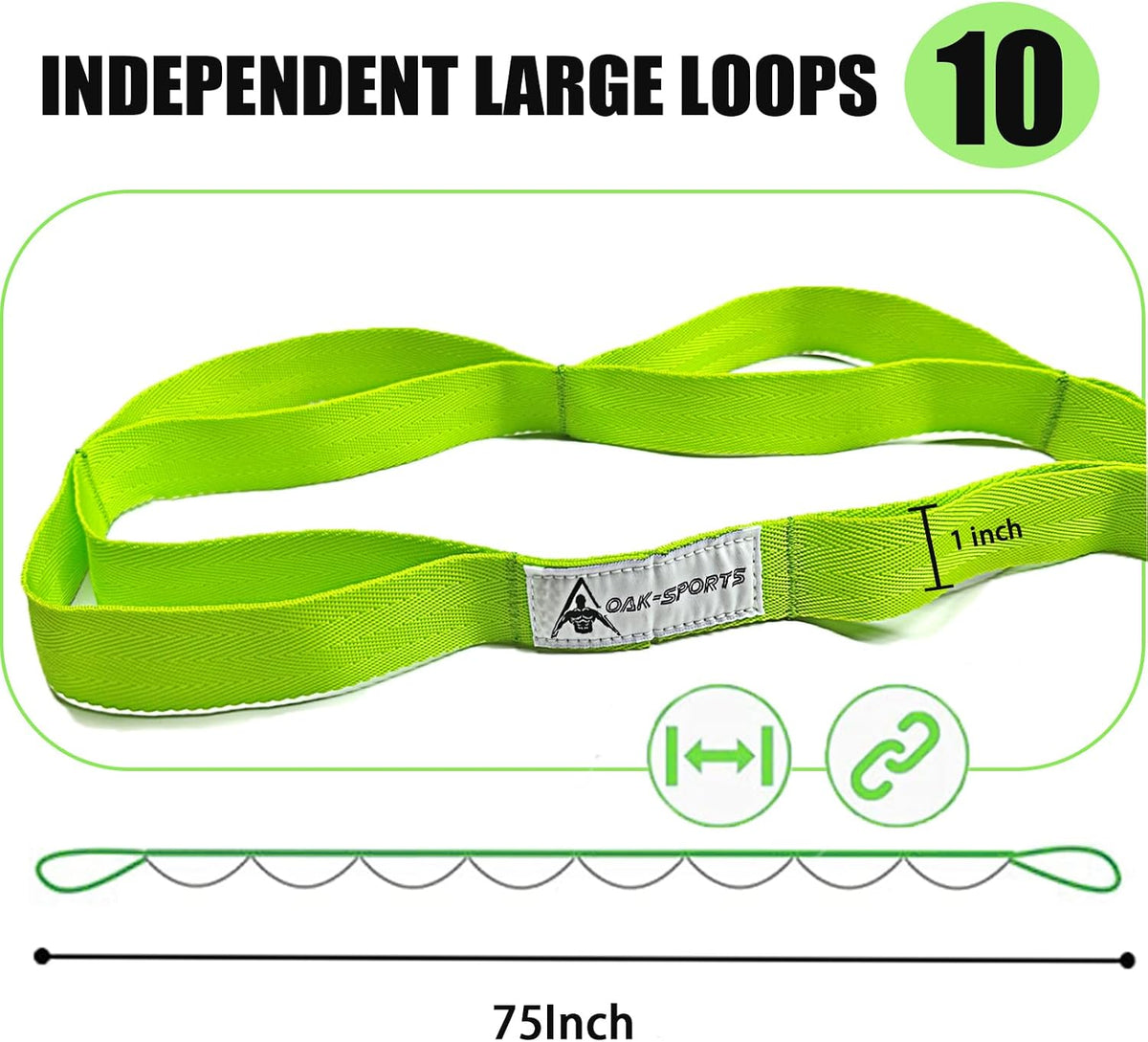 Stretching Strap Yoga Strap with Loops for Physical Therapy, Non-Elastic