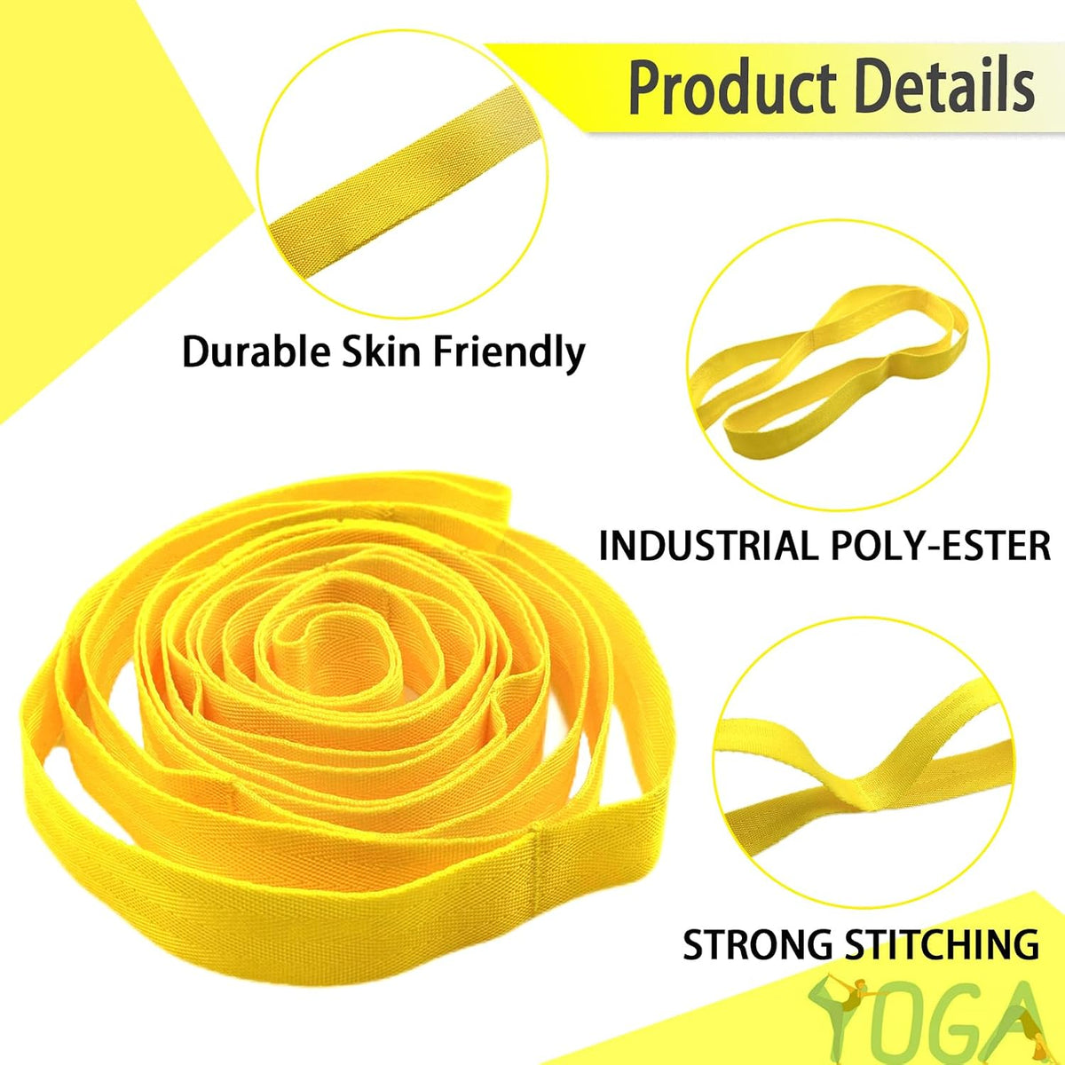Stretching Strap Yoga Strap with Loops for Physical Therapy, Non-Elastic