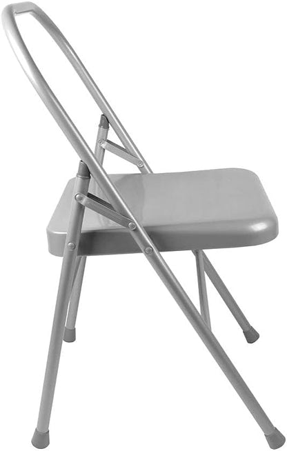 Yoga Chair | Reinforced Folding | Silver Steel | Supports Yoga Backbends, Twists, & Shoulder Stands