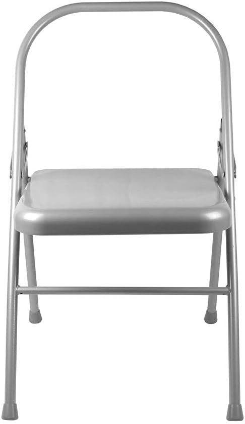 Yoga Chair | Reinforced Folding | Silver Steel | Supports Yoga Backbends, Twists, & Shoulder Stands