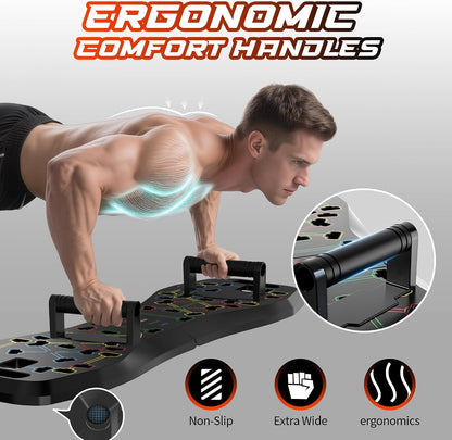 Push Up Board,36 in 1 Home Gym Equipment with Ab Roller Wheel & Resistance Bands, Portable Foldable Workout Board for Full Body Strength Training Men Women,Gift for Boyfriend
