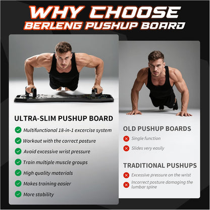 Push Up Board,36 in 1 Home Gym Equipment with Ab Roller Wheel & Resistance Bands, Portable Foldable Workout Board for Full Body Strength Training Men Women,Gift for Boyfriend