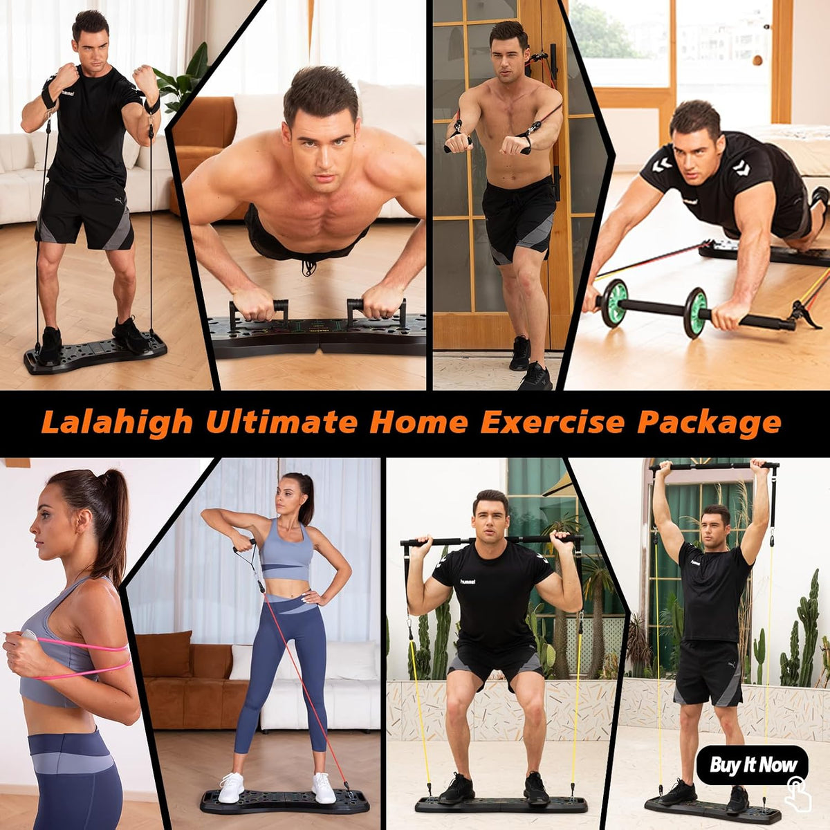 Push Up Board,36 in 1 Home Gym Equipment with Ab Roller Wheel & Resistance Bands, Portable Foldable Workout Board for Full Body Strength Training Men Women,Gift for Boyfriend