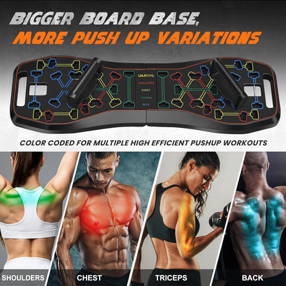 Push Up Board,36 in 1 Home Gym Equipment with Ab Roller Wheel & Resistance Bands, Portable Foldable Workout Board for Full Body Strength Training Men Women,Gift for Boyfriend
