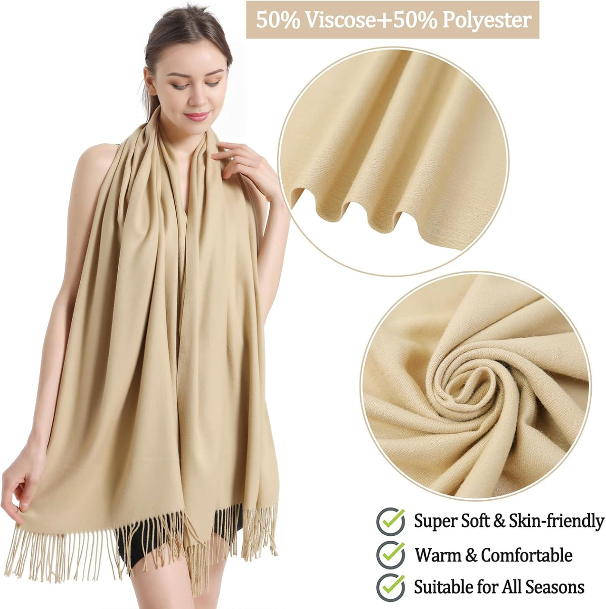 Pashmina Scarf and Shawl - Soft Women Pashminas Wrap for Wedding Evening Party dresses