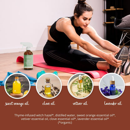 Yoga Mat Cleaner Spray – Natural Deodorizer with Essential Oils – Non-Toxic, Fresh Scent – Safe for All Mats, Gym Equipment & Accessories – 8 oz
