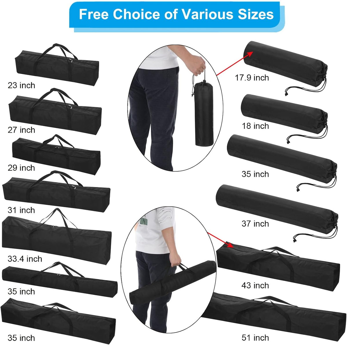 25 Inch Camp Chair Replacement Bag, Nylon Foldable Carrying Bag Large Zippered Bag with Shoulder Strap for Camping Travel, Black