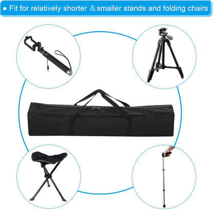 25 Inch Camp Chair Replacement Bag, Nylon Foldable Carrying Bag Large Zippered Bag with Shoulder Strap for Camping Travel, Black
