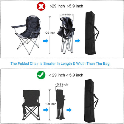 25 Inch Camp Chair Replacement Bag, Nylon Foldable Carrying Bag Large Zippered Bag with Shoulder Strap for Camping Travel, Black
