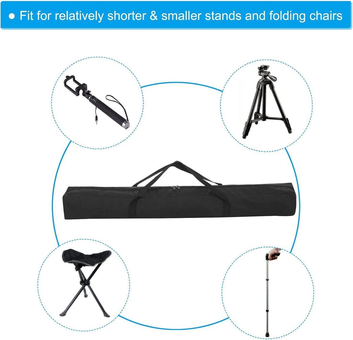 25 Inch Camp Chair Replacement Bag, Nylon Foldable Carrying Bag Large Zippered Bag with Shoulder Strap for Camping Travel, Black