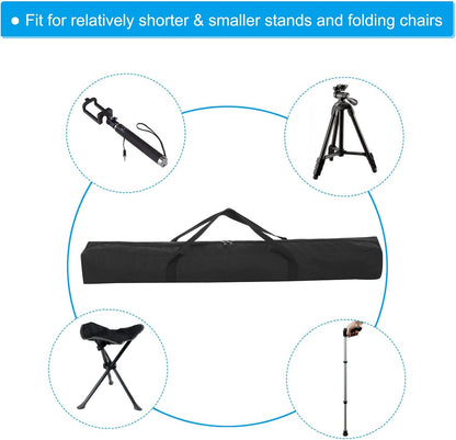 25 Inch Camp Chair Replacement Bag, Nylon Foldable Carrying Bag Large Zippered Bag with Shoulder Strap for Camping Travel, Black
