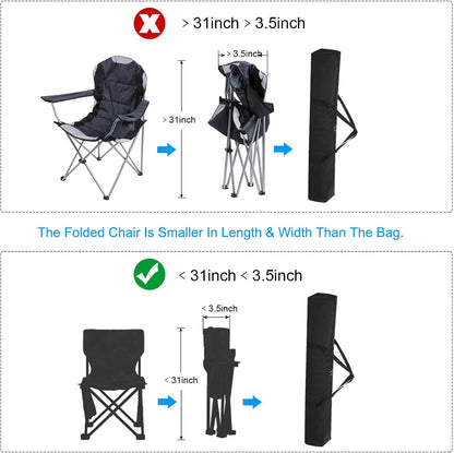 25 Inch Camp Chair Replacement Bag, Nylon Foldable Carrying Bag Large Zippered Bag with Shoulder Strap for Camping Travel, Black