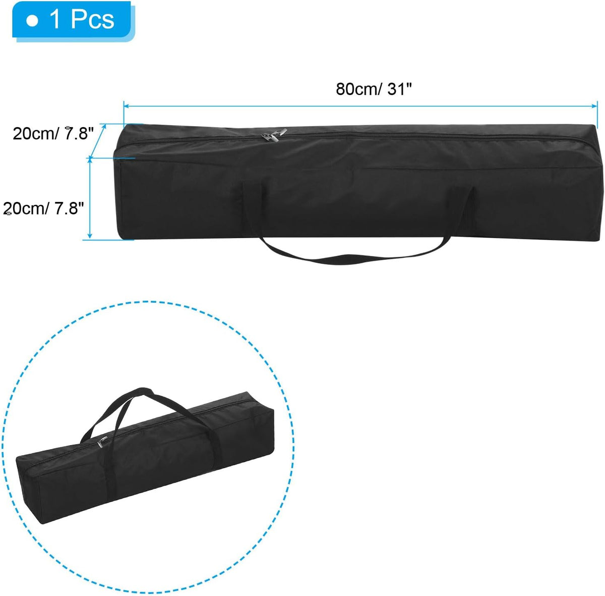 25 Inch Camp Chair Replacement Bag, Nylon Foldable Carrying Bag Large Zippered Bag with Shoulder Strap for Camping Travel, Black