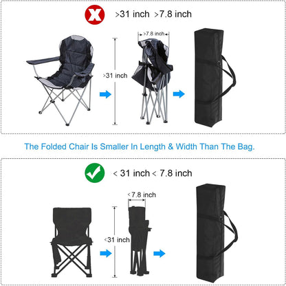 25 Inch Camp Chair Replacement Bag, Nylon Foldable Carrying Bag Large Zippered Bag with Shoulder Strap for Camping Travel, Black