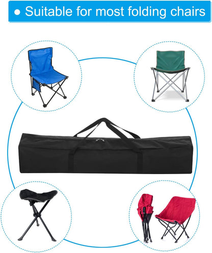 25 Inch Camp Chair Replacement Bag, Nylon Foldable Carrying Bag Large Zippered Bag with Shoulder Strap for Camping Travel, Black