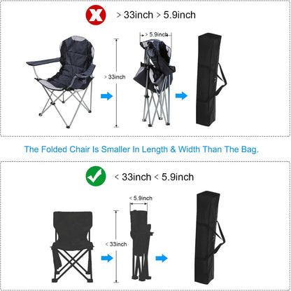 25 Inch Camp Chair Replacement Bag, Nylon Foldable Carrying Bag Large Zippered Bag with Shoulder Strap for Camping Travel, Black