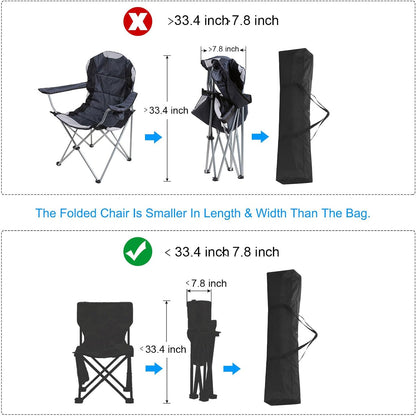 25 Inch Camp Chair Replacement Bag, Nylon Foldable Carrying Bag Large Zippered Bag with Shoulder Strap for Camping Travel, Black