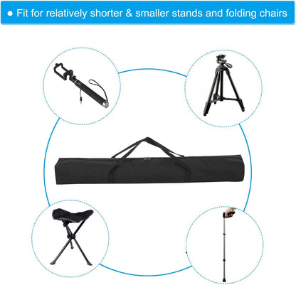 25 Inch Camp Chair Replacement Bag, Nylon Foldable Carrying Bag Large Zippered Bag with Shoulder Strap for Camping Travel, Black
