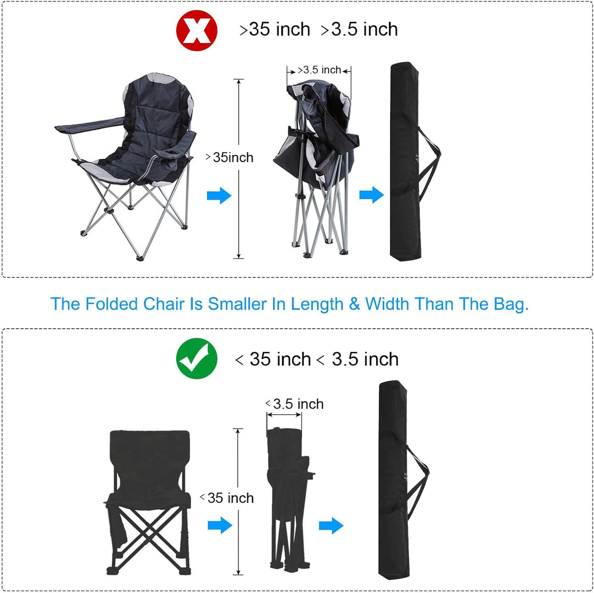 25 Inch Camp Chair Replacement Bag, Nylon Foldable Carrying Bag Large Zippered Bag with Shoulder Strap for Camping Travel, Black