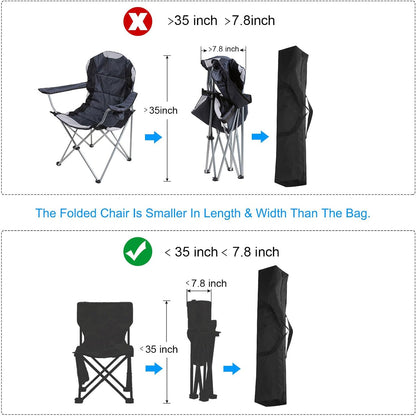25 Inch Camp Chair Replacement Bag, Nylon Foldable Carrying Bag Large Zippered Bag with Shoulder Strap for Camping Travel, Black