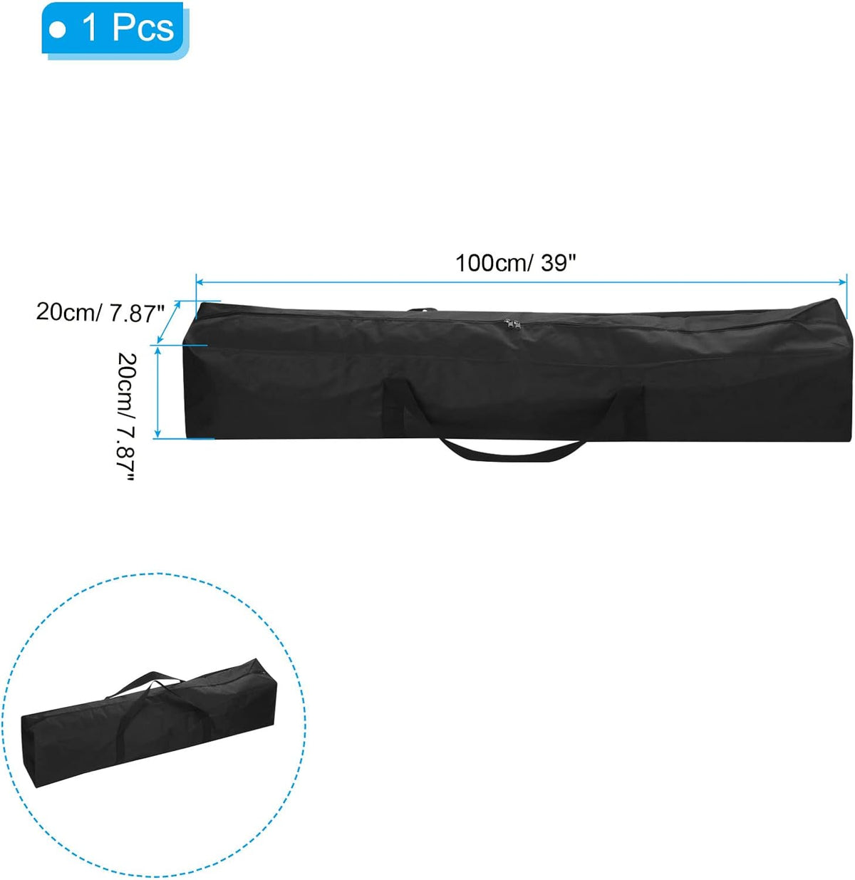 25 Inch Camp Chair Replacement Bag, Nylon Foldable Carrying Bag Large Zippered Bag with Shoulder Strap for Camping Travel, Black
