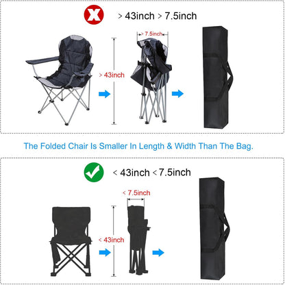 25 Inch Camp Chair Replacement Bag, Nylon Foldable Carrying Bag Large Zippered Bag with Shoulder Strap for Camping Travel, Black