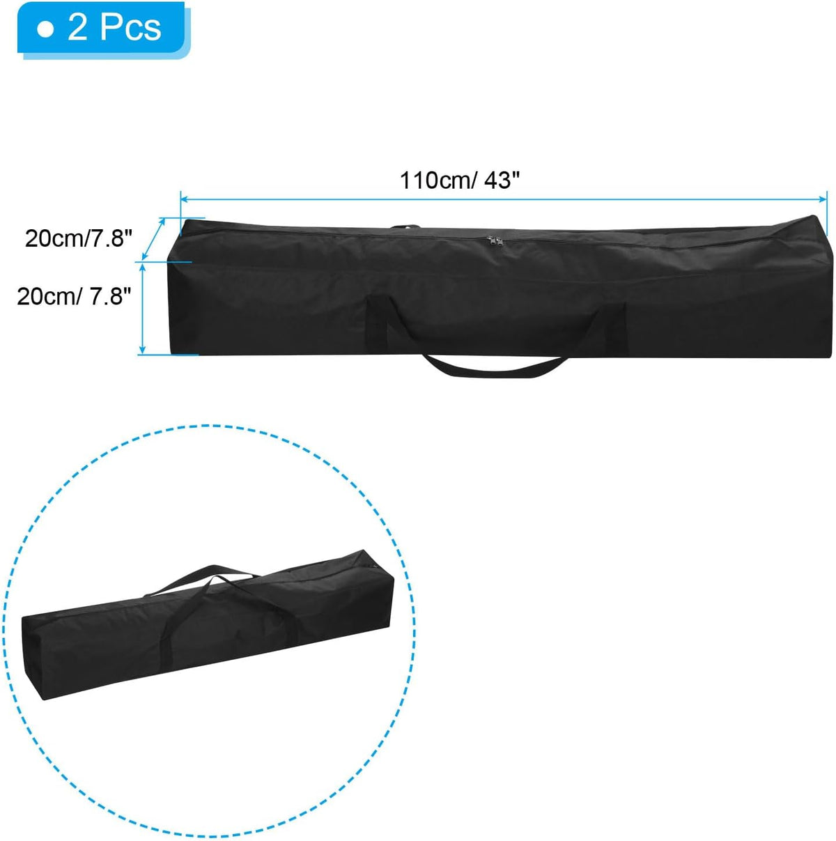 25 Inch Camp Chair Replacement Bag, Nylon Foldable Carrying Bag Large Zippered Bag with Shoulder Strap for Camping Travel, Black