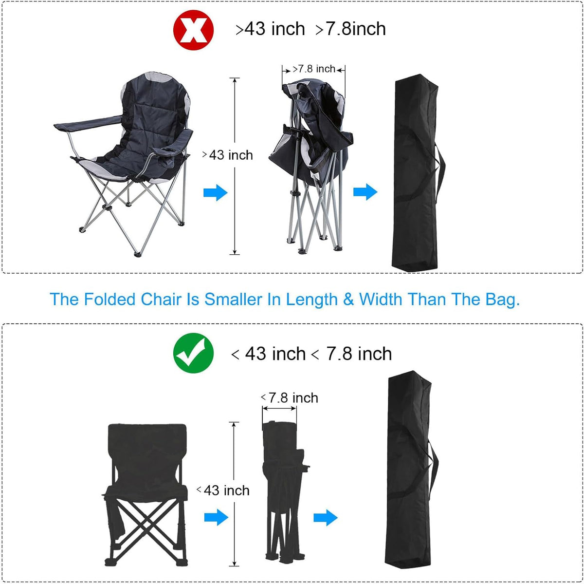 25 Inch Camp Chair Replacement Bag, Nylon Foldable Carrying Bag Large Zippered Bag with Shoulder Strap for Camping Travel, Black