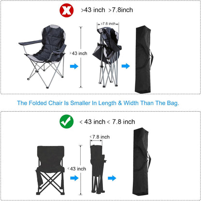 25 Inch Camp Chair Replacement Bag, Nylon Foldable Carrying Bag Large Zippered Bag with Shoulder Strap for Camping Travel, Black