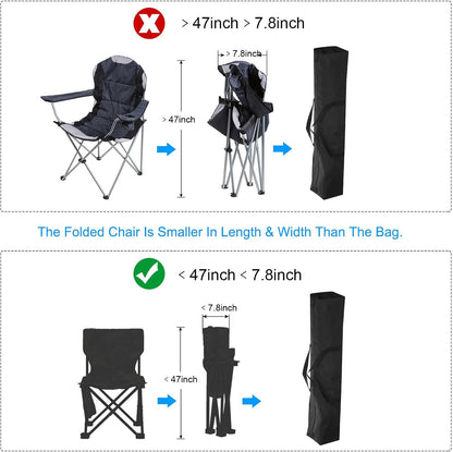 25 Inch Camp Chair Replacement Bag, Nylon Foldable Carrying Bag Large Zippered Bag with Shoulder Strap for Camping Travel, Black