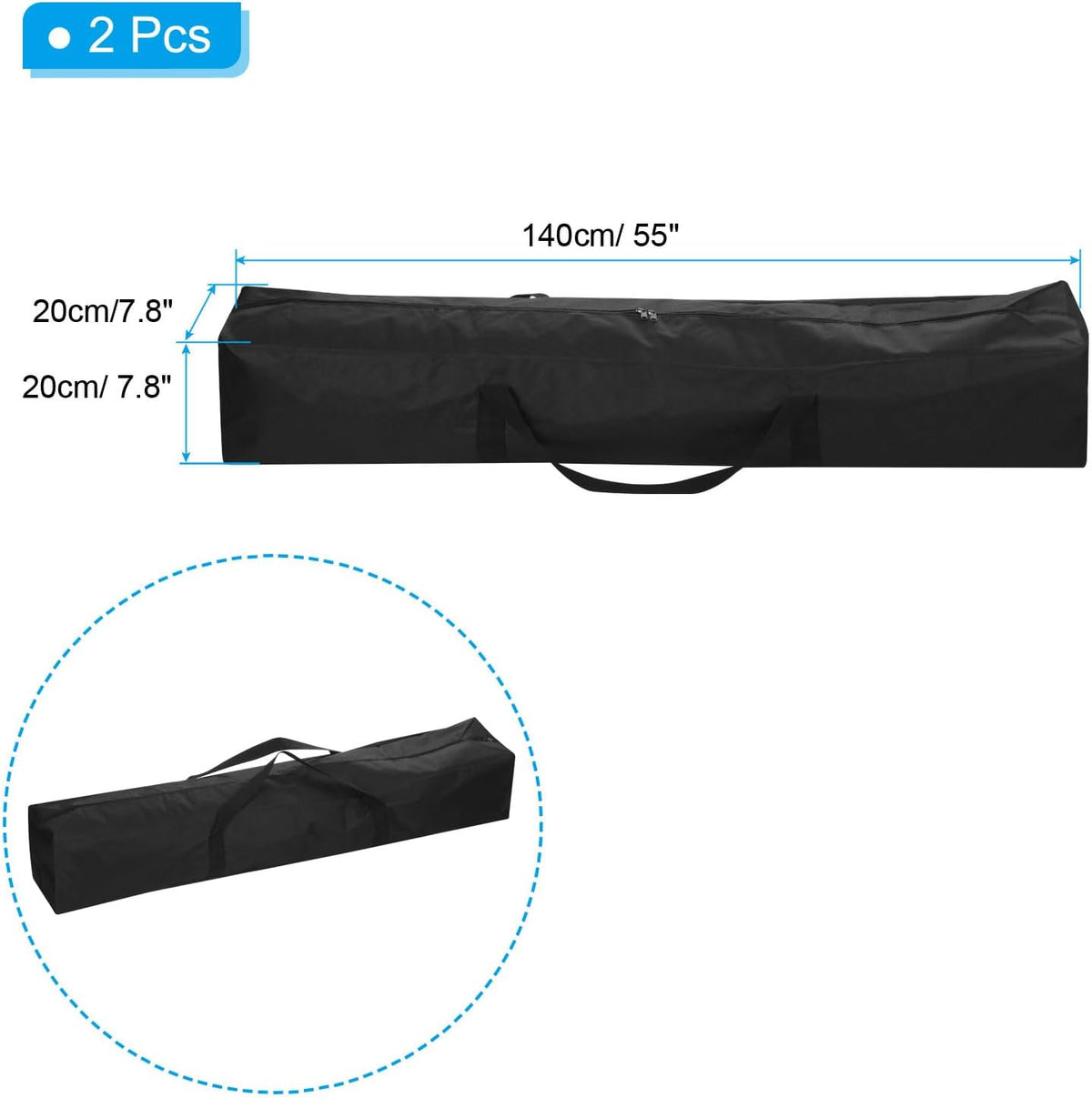 25 Inch Camp Chair Replacement Bag, Nylon Foldable Carrying Bag Large Zippered Bag with Shoulder Strap for Camping Travel, Black