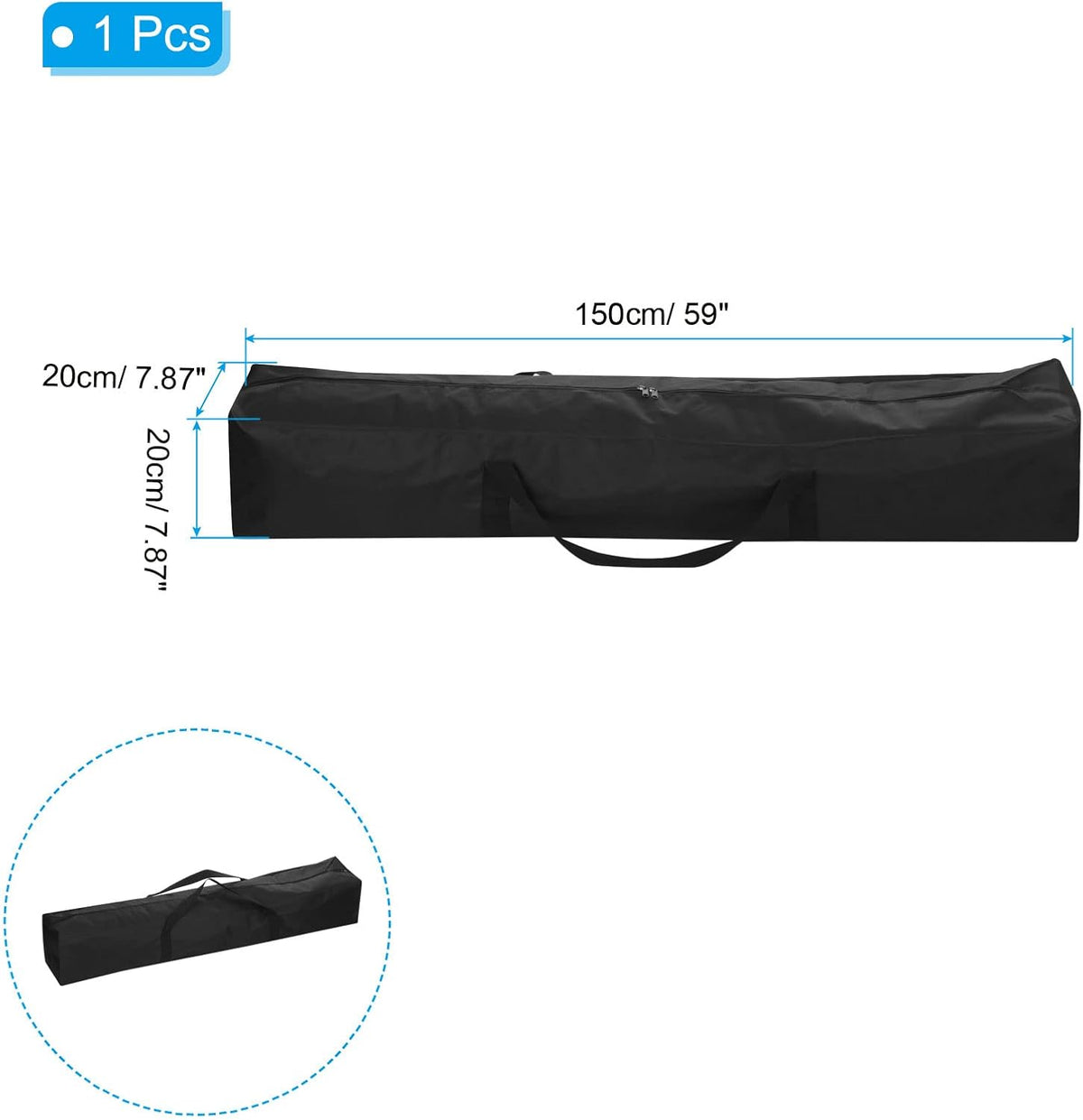 25 Inch Camp Chair Replacement Bag, Nylon Foldable Carrying Bag Large Zippered Bag with Shoulder Strap for Camping Travel, Black