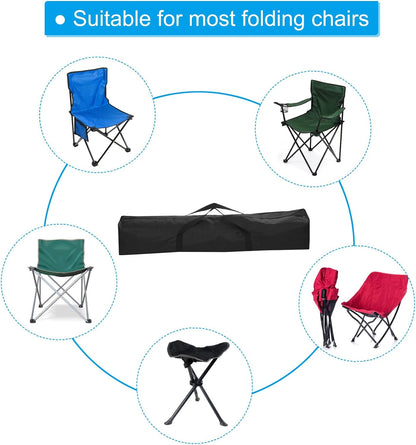 25 Inch Camp Chair Replacement Bag, Nylon Foldable Carrying Bag Large Zippered Bag with Shoulder Strap for Camping Travel, Black