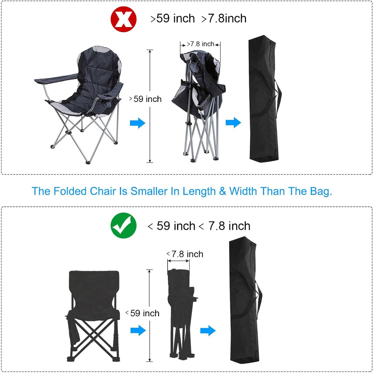 25 Inch Camp Chair Replacement Bag, Nylon Foldable Carrying Bag Large Zippered Bag with Shoulder Strap for Camping Travel, Black