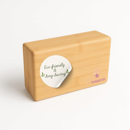 Bamboo Yoga Block | Premium Natural Wooden Support Block for Iyengar Yoga, Pilates & Stretching | Eco-Friendly, Non-Slip, Lightweight & Durable Yoga Prop for Balance, Flexibility & Alignment