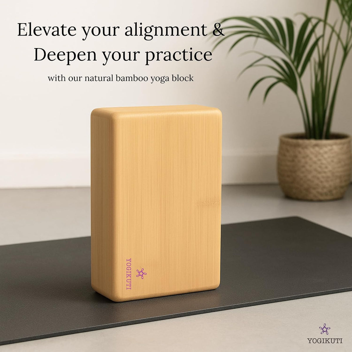 Bamboo Yoga Block | Premium Natural Wooden Support Block for Iyengar Yoga, Pilates & Stretching | Eco-Friendly, Non-Slip, Lightweight & Durable Yoga Prop for Balance, Flexibility & Alignment