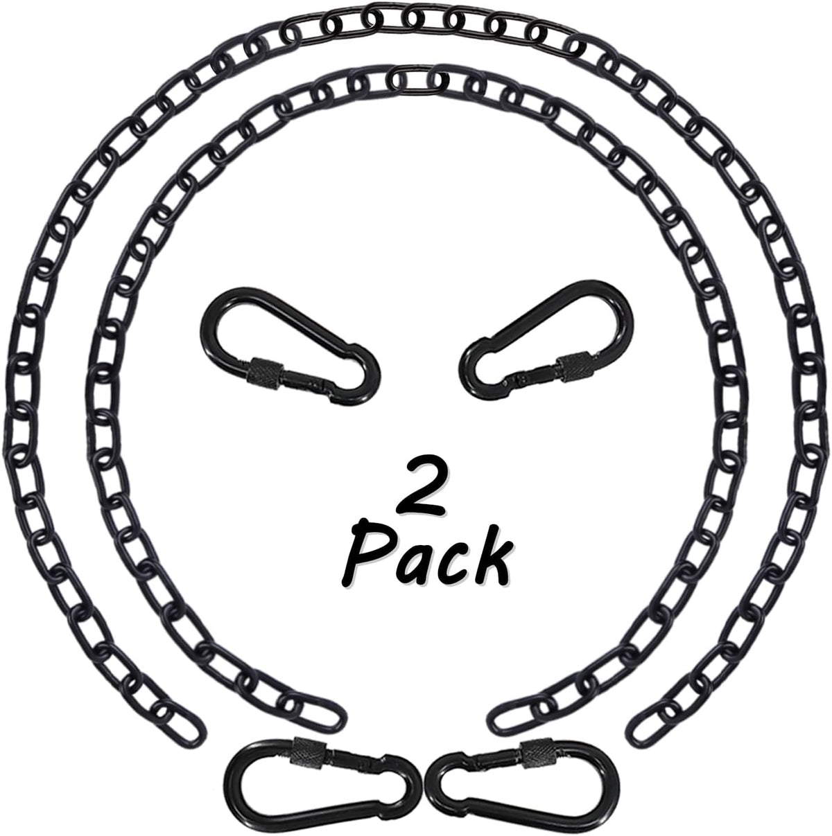 44in Hanging Swing Chain with 4 Carabiners, 660LB Capacity Hanging Kits Heavy Duty Hanging Chair Hardware for Hammock Swing Hanging Chair Punching Bags Sandbag Indoor Outdoor Yoga Gym (Black)