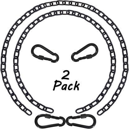 44in Hanging Swing Chain with 4 Carabiners, 660LB Capacity Hanging Kits Heavy Duty Hanging Chair Hardware for Hammock Swing Hanging Chair Punching Bags Sandbag Indoor Outdoor Yoga Gym (Black)