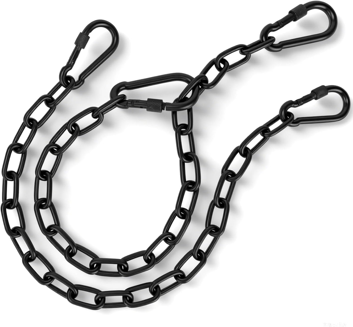 44in Hanging Swing Chain with 4 Carabiners, 660LB Capacity Hanging Kits Heavy Duty Hanging Chair Hardware for Hammock Swing Hanging Chair Punching Bags Sandbag Indoor Outdoor Yoga Gym (Black)