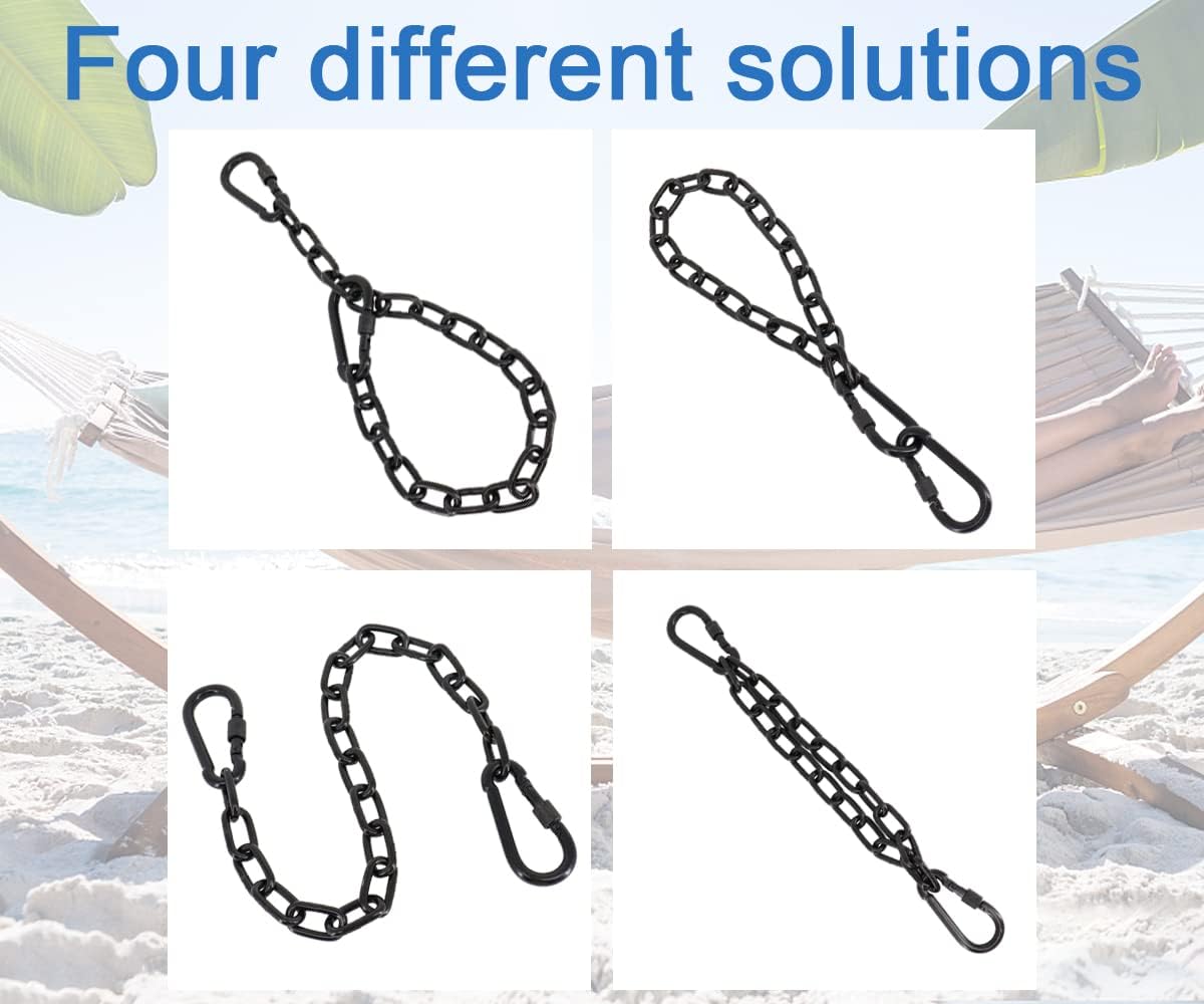 44in Hanging Swing Chain with 4 Carabiners, 660LB Capacity Hanging Kits Heavy Duty Hanging Chair Hardware for Hammock Swing Hanging Chair Punching Bags Sandbag Indoor Outdoor Yoga Gym (Black)