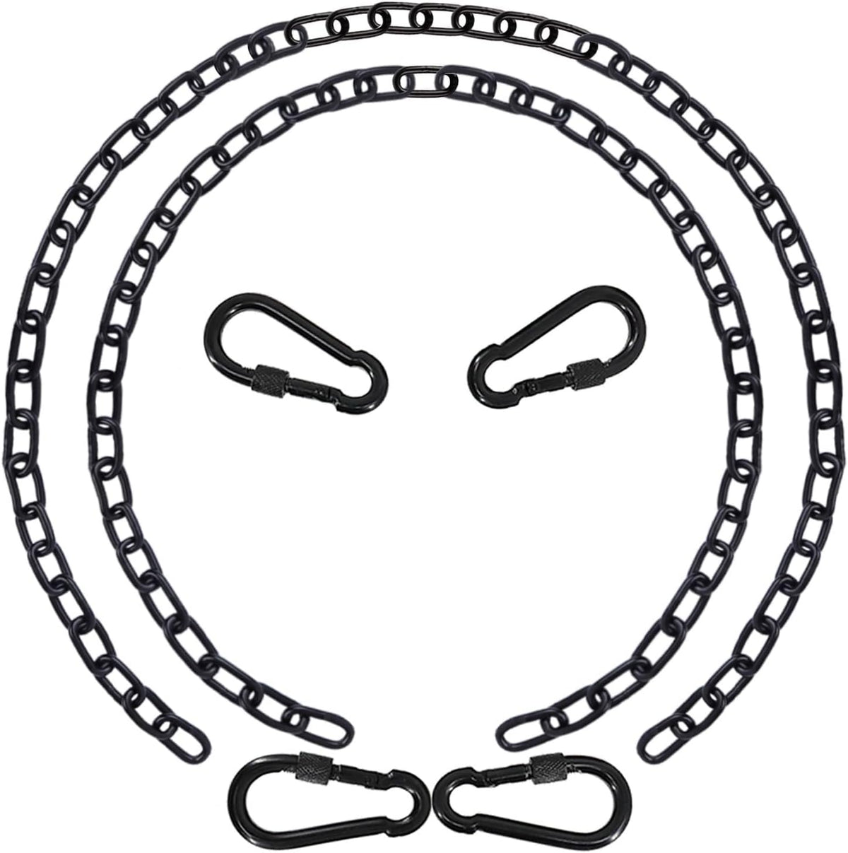 44in Hanging Swing Chain with 4 Carabiners, 660LB Capacity Hanging Kits Heavy Duty Hanging Chair Hardware for Hammock Swing Hanging Chair Punching Bags Sandbag Indoor Outdoor Yoga Gym (Black)