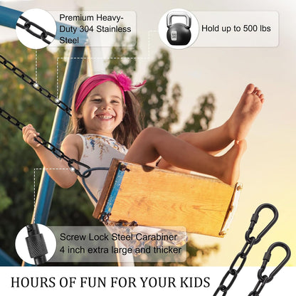 44in Hanging Swing Chain with 4 Carabiners, 660LB Capacity Hanging Kits Heavy Duty Hanging Chair Hardware for Hammock Swing Hanging Chair Punching Bags Sandbag Indoor Outdoor Yoga Gym (Black)