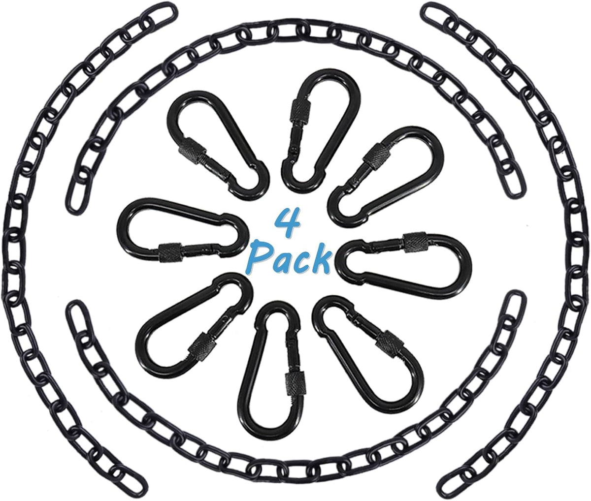 44in Hanging Swing Chain with 4 Carabiners, 660LB Capacity Hanging Kits Heavy Duty Hanging Chair Hardware for Hammock Swing Hanging Chair Punching Bags Sandbag Indoor Outdoor Yoga Gym (Black)